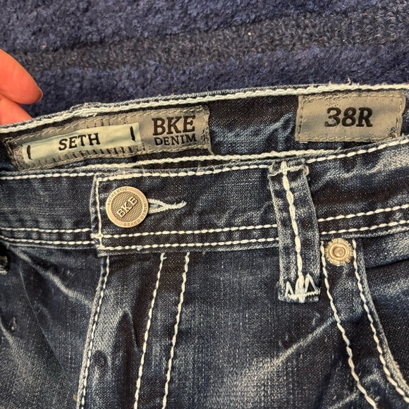 BKE 38R Relaxed Fit Dark Blue Jeans flap back pockets 31 inseam - Picture 7 of 10